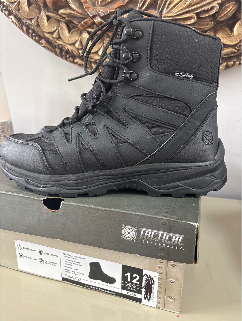 Tactical Performance Waterproof Black Boots Size 12 Mens